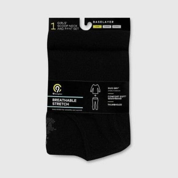 Girls' Performance Thermal Underwear Set - C9 Champion Black M - Picture 2 of 3